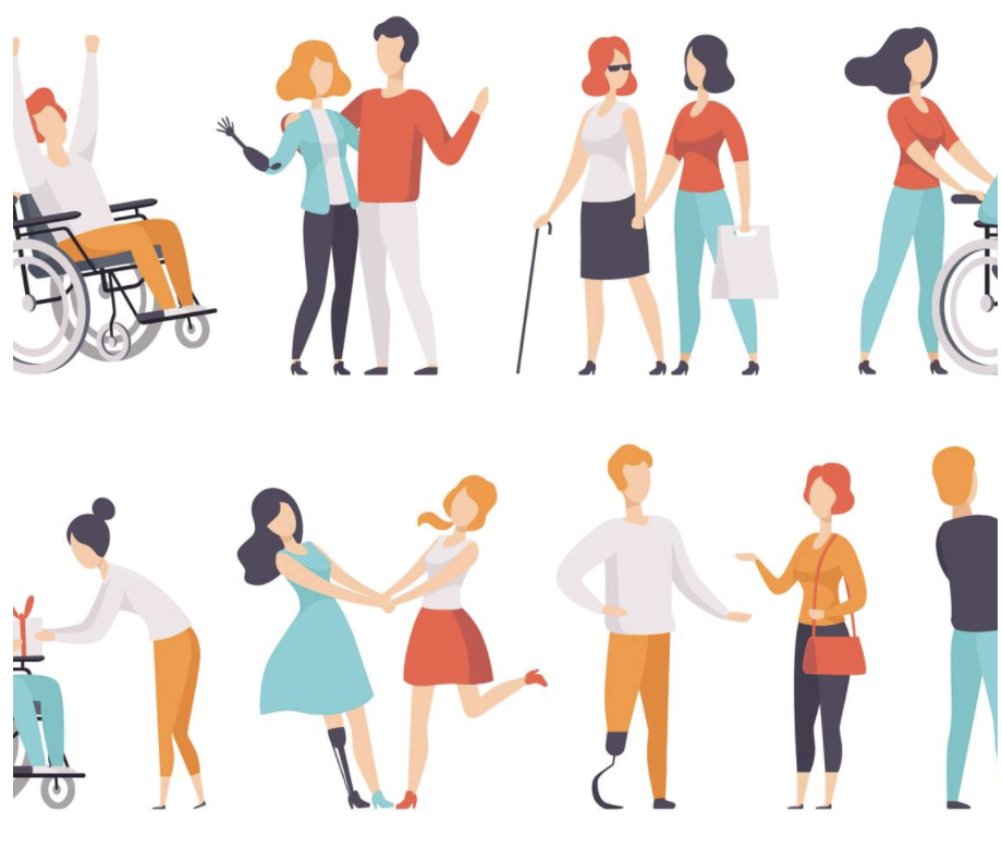 Collage of people with various physical impairments