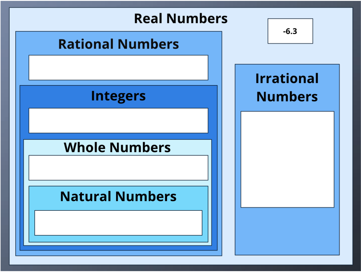 Types of Numbers Sorting Activity screenshot