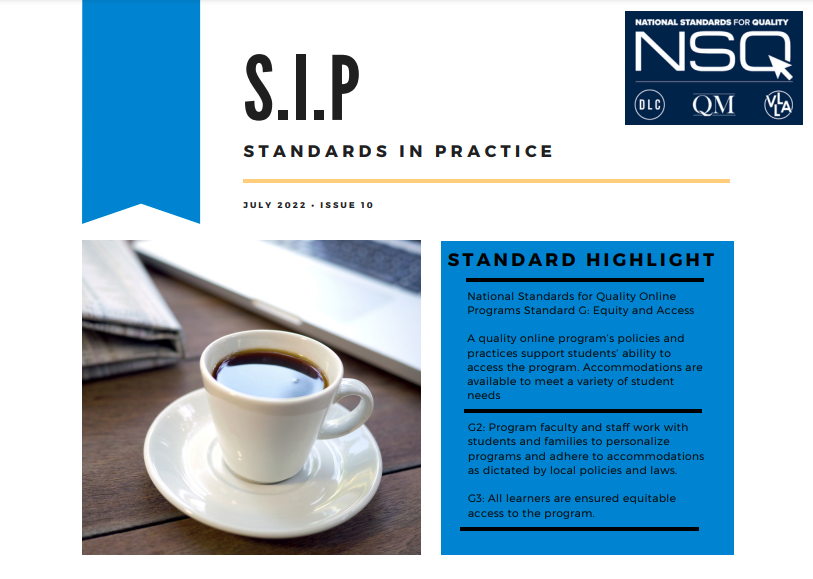NSQ Standards in Practice Newsletter title page